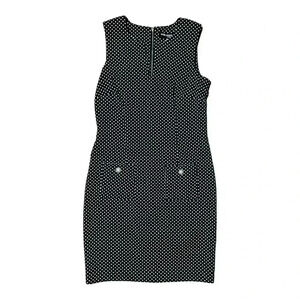 Karl Lagerfeld Designer Polka Dot Black Midi Dress Pearl Details Size 6